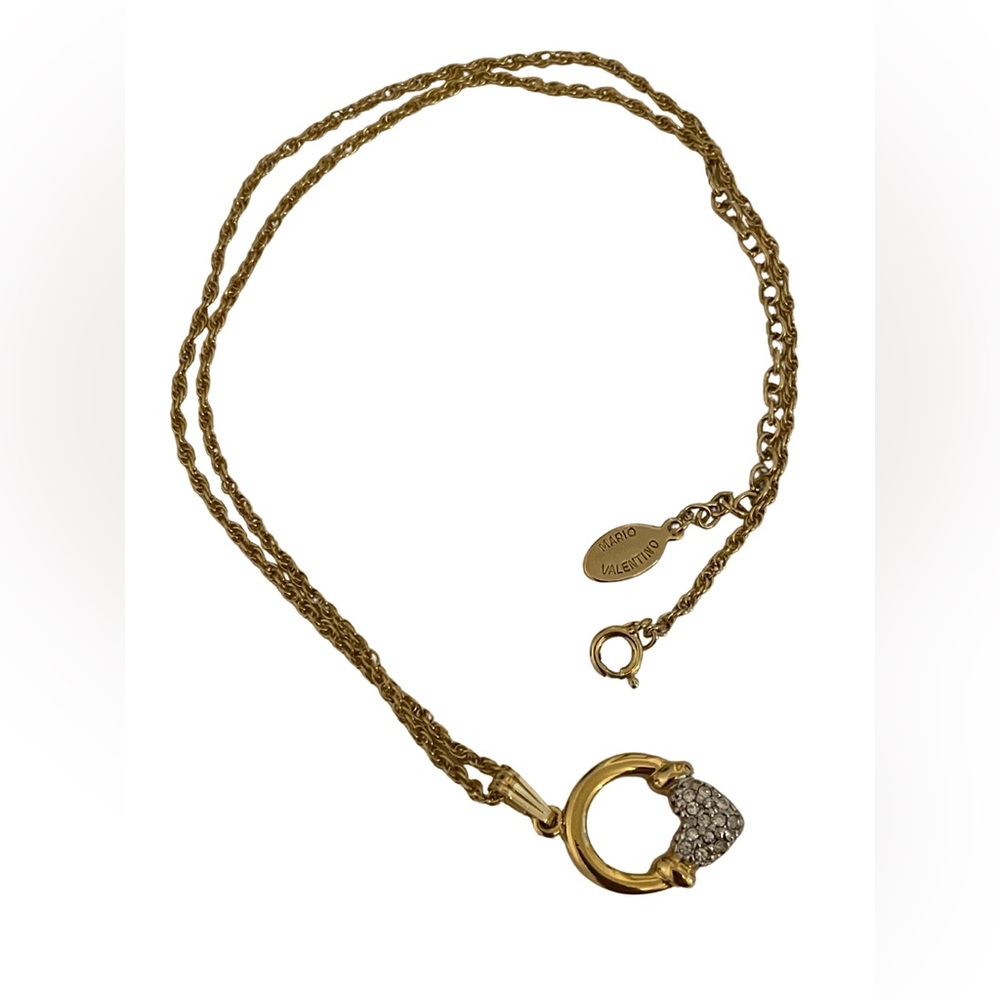 Mario Valentino Gold Tone Necklace with Crystal Heart Accent